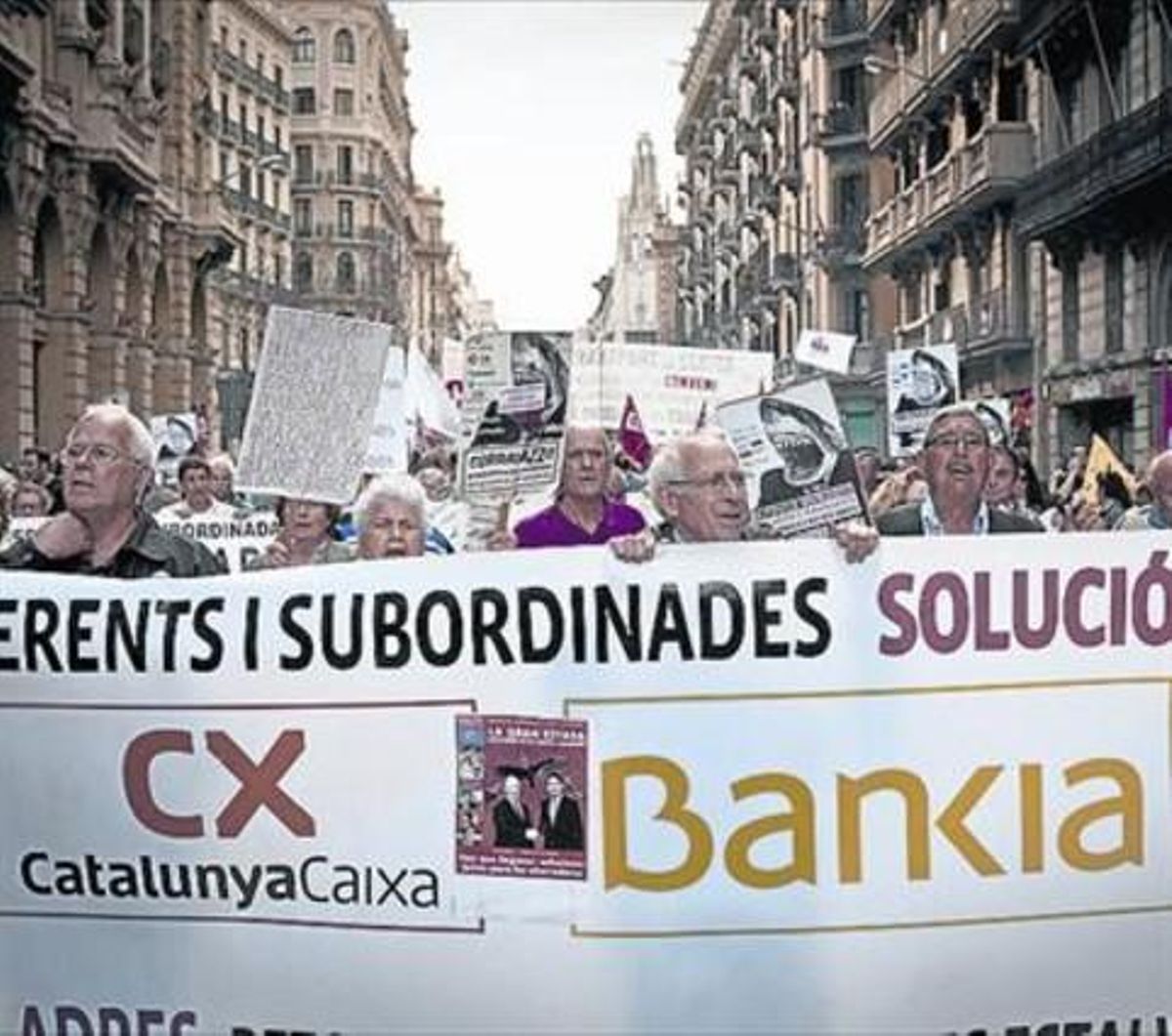 Manifestación de afectados por preferentes en Barcelona. Manifestación de afectados por preferentes en Barcelona.