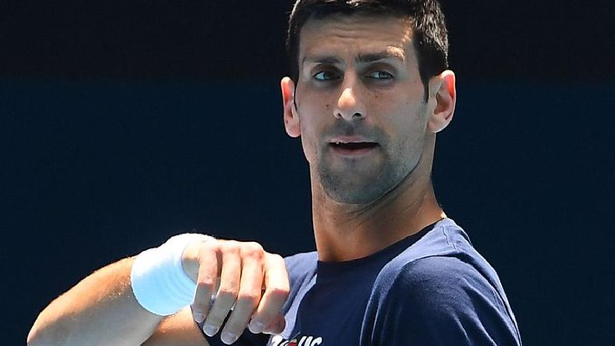 Djokovic, en un entrenamiento en Melbourne.