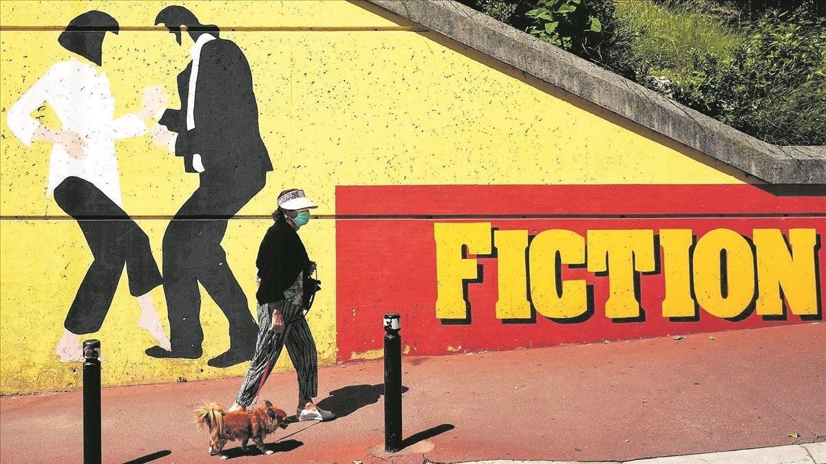 Un mural inspirado en ’Pulp Fiction’ en Cannes.