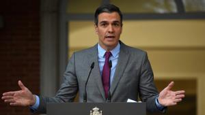 El presidente del Gobierno, Pedro Sánchez, en su breve declaración institucional, tras la aprobación de los indultos a los nueve presos del ’procés’