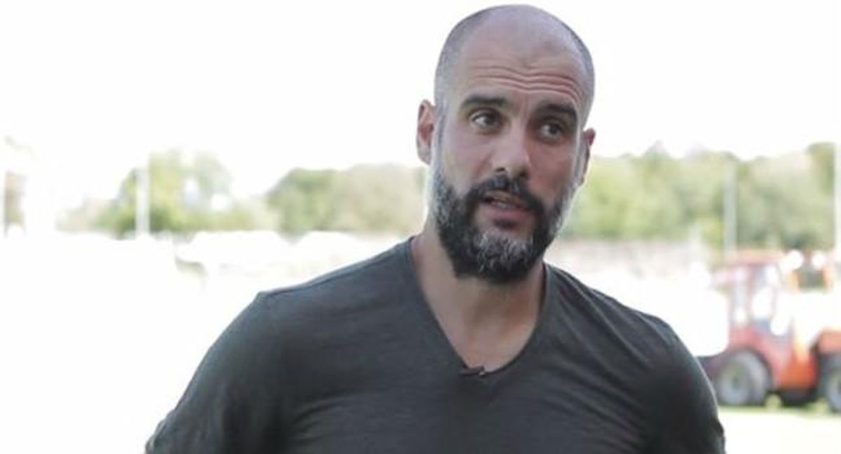 Pep Guardiola, durante la entrevista para la campaña Guanyarem. Pep Guardiola, durante la entrevista para la campaña Guanyarem.