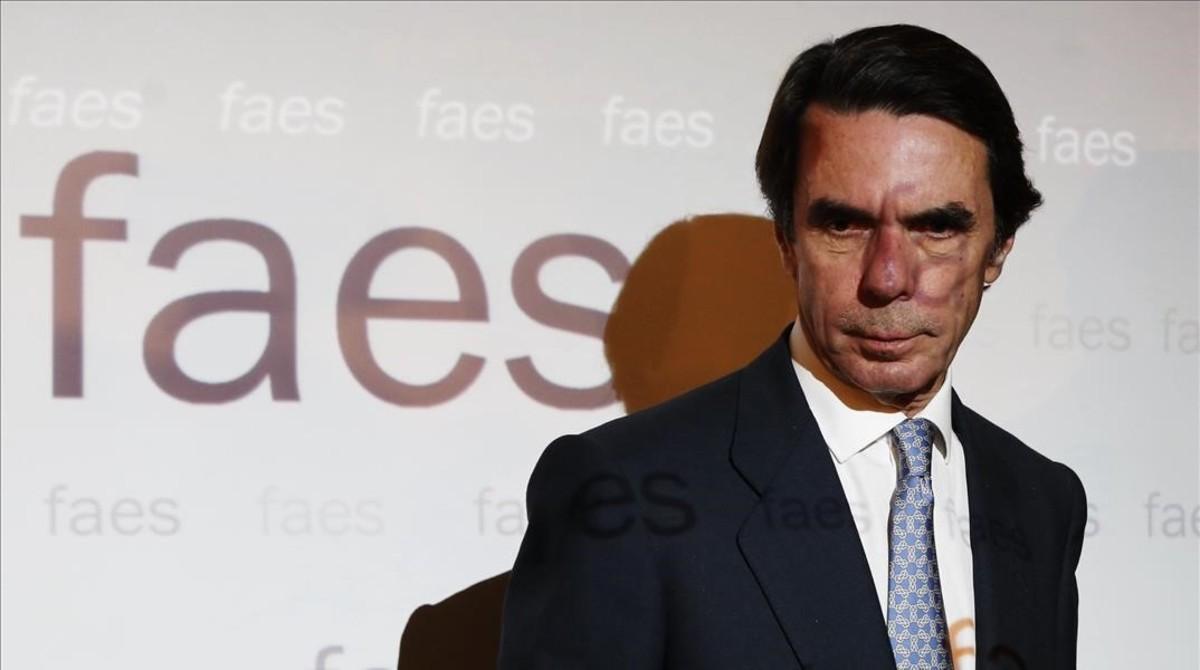 José María Aznar, durante un acto de la fundación FAES. 