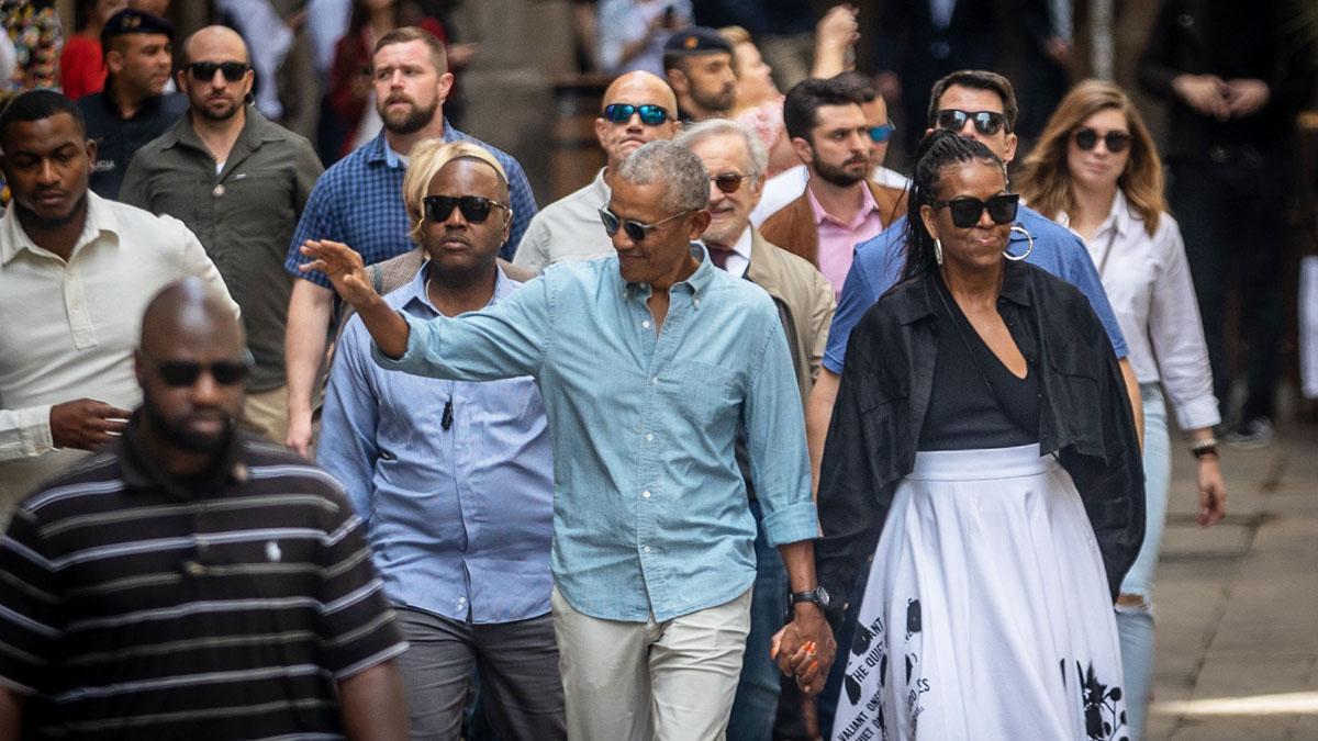 El ex presidente de Estados Unidos, Barack Obama‚ y su mujer, Michelle Obama, en Barcelona.