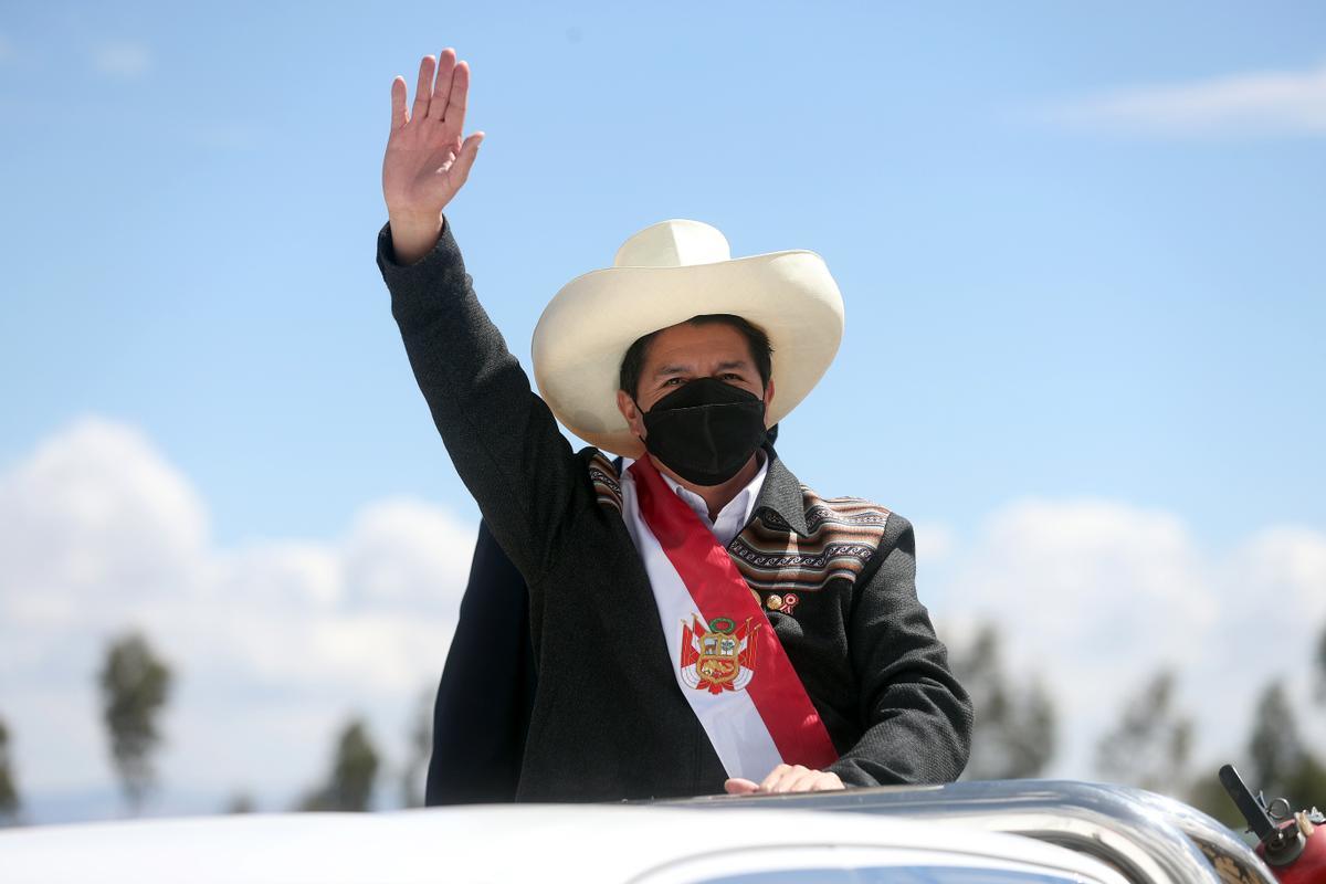 Pedro Castillo tras tomar posesión como presidente de Perú.