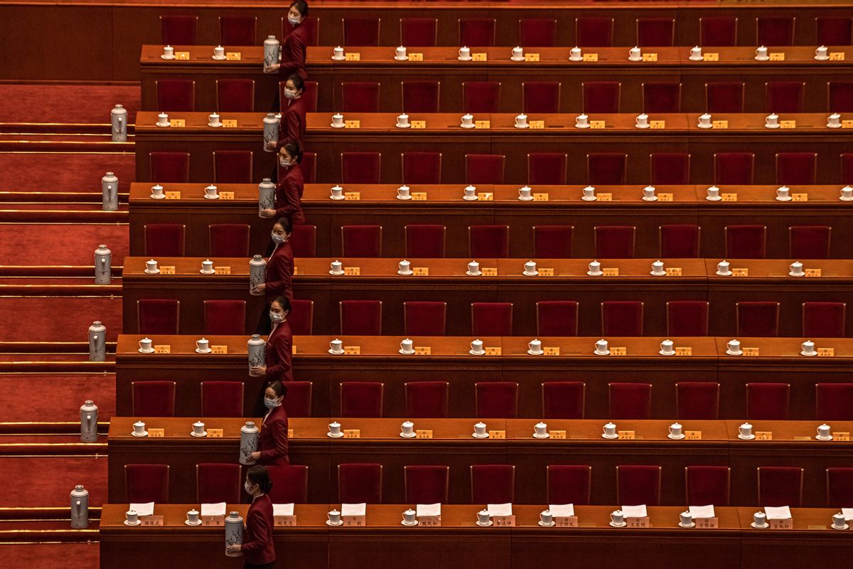 Preparativos a la reunión de este viernes de los 3.000 delegados de la Asamblea Nacional del Pueblo, en Pekín. Preparativos a la reunión de este viernes de los 3.000 delegados de la Asamblea Nacional del Pueblo, en Pekín.