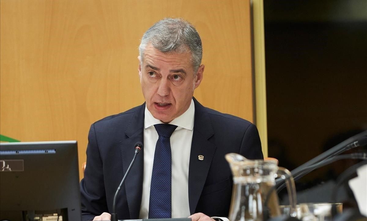 El lendakari Íñigo Urkullu, durante su comparecencia de este martes en el Parlamento Vasco para hablar de la gestión del derrumbe del vertedero de Zaldibar. El lendakari Íñigo Urkullu, durante su comparecencia de este martes en el Parlamento Vasco para hablar de la gestión del derrumbe del vertedero de Zaldibar.