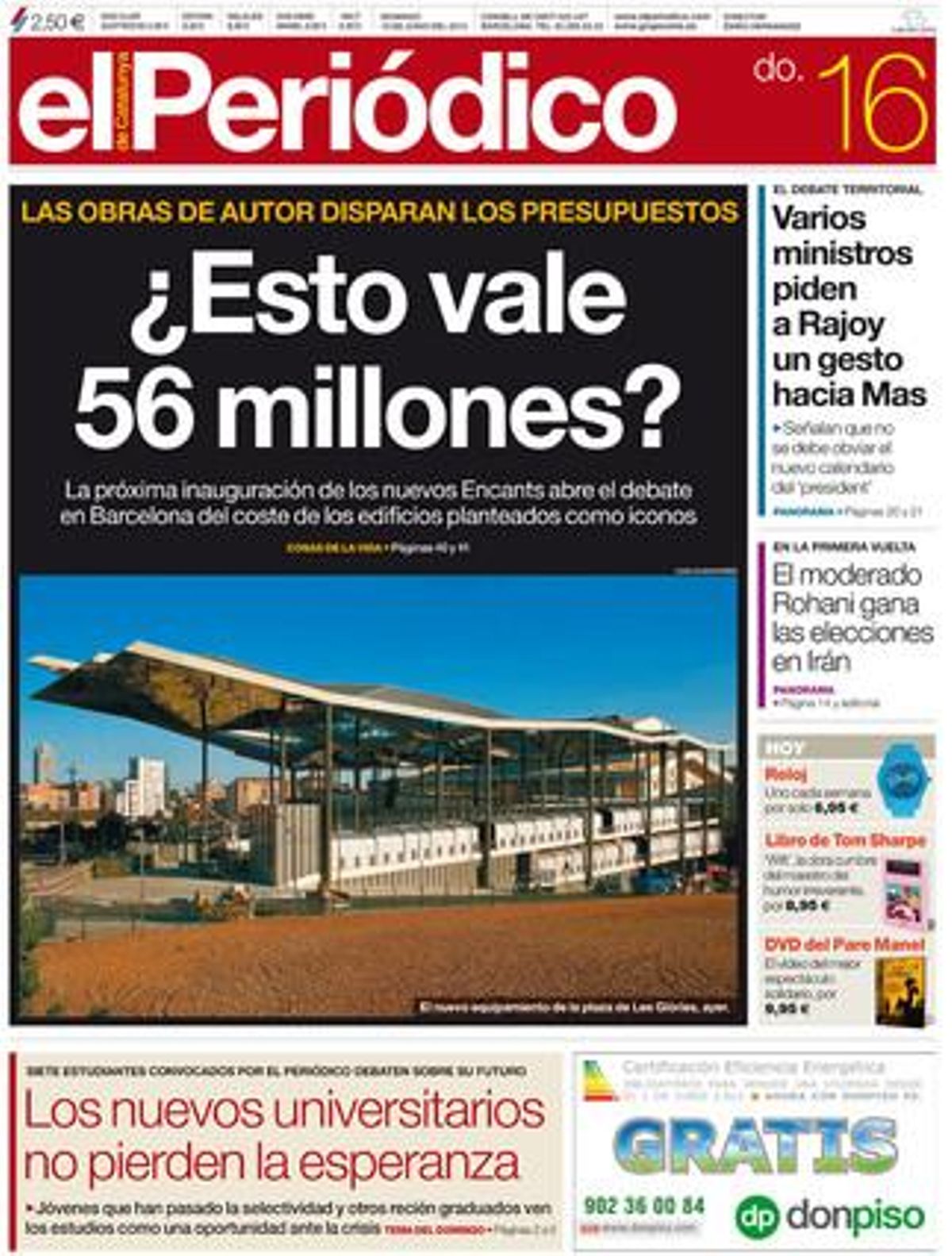 La portada de EL PERIÓDICO. La portada de EL PERIÓDICO.
