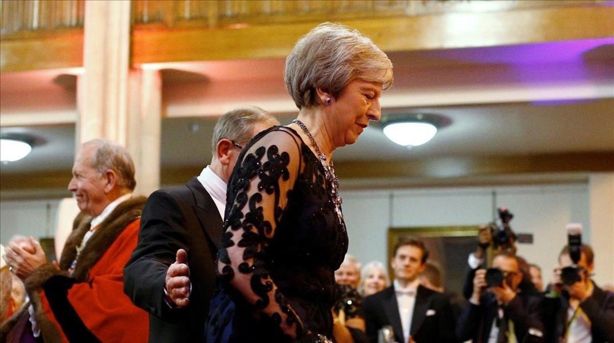 Theresa May en un banquete el lunes en Londres. Theresa May en un banquete el lunes en Londres.
