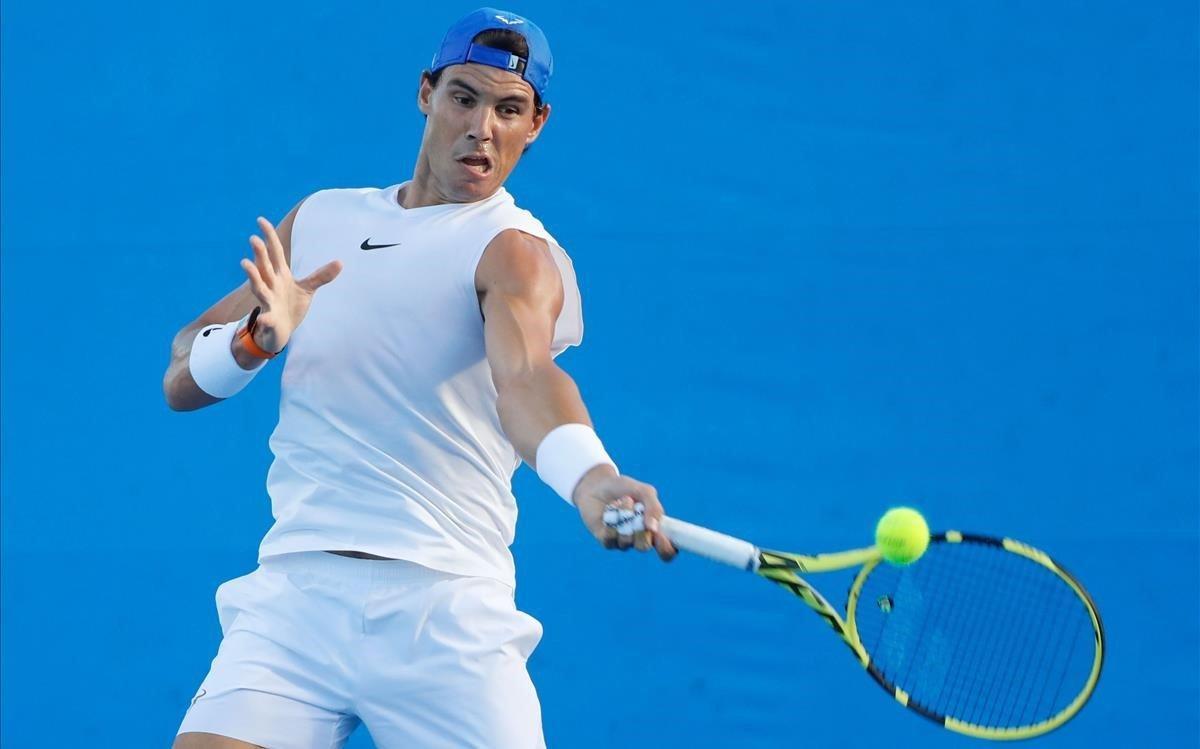 Rafa Nadal, en una de sus sesiones de preparación en Brisbane Rafa Nadal, en una de sus sesiones de preparación en Brisbane