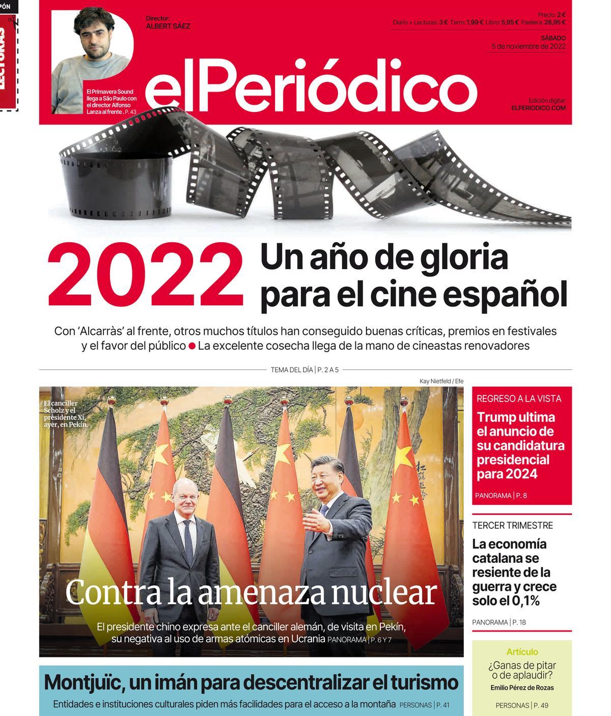 La portada d’EL PERIÓDICO del 5 de novembre del 2022