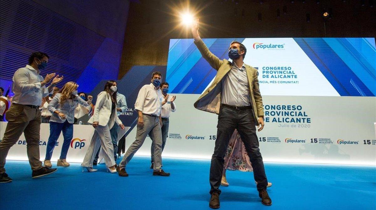 Pablo Casado, este sábado en el congreso provincial de Alicante. Pablo Casado, este sábado en el congreso provincial de Alicante.