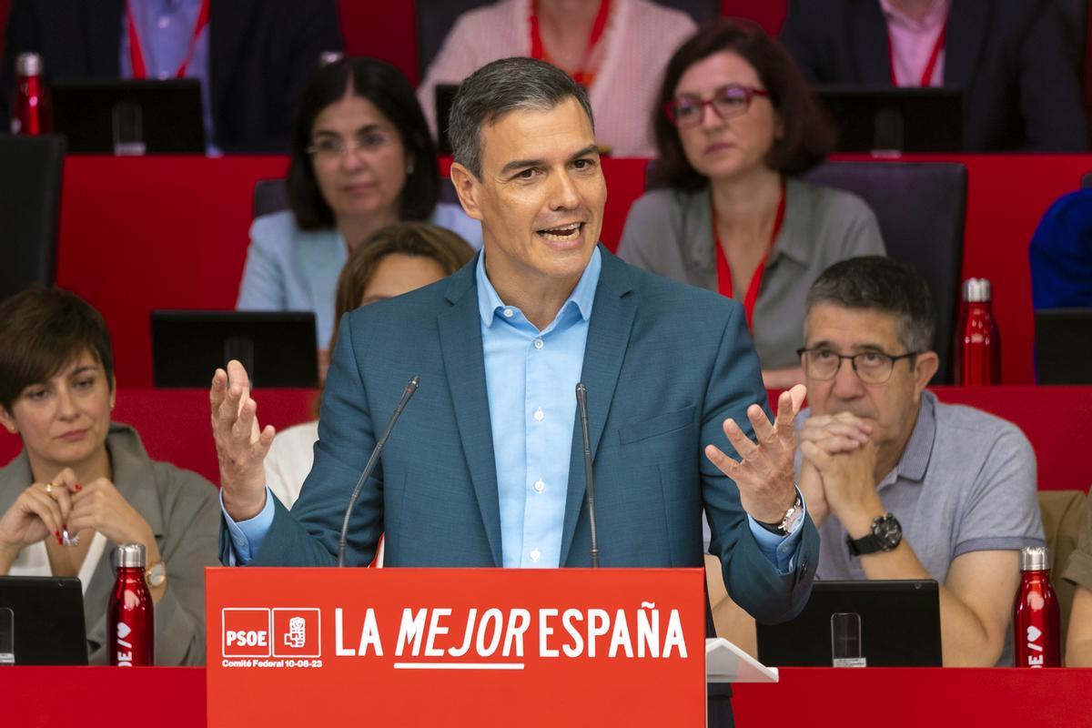 Pedro Sánchez, durante su intervención ante el comité federal del PSOE.