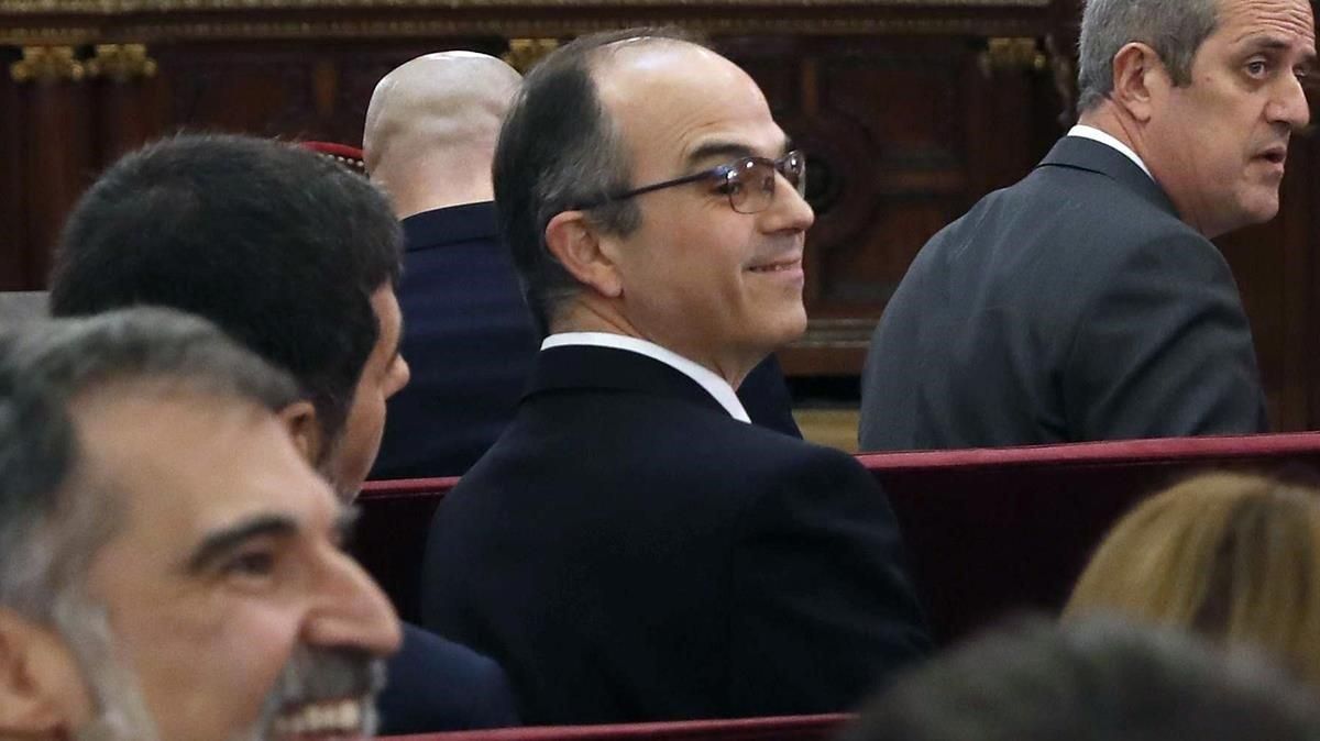 El ’exconseller’ Jordi Turull, durante una sesión del juicio en el Supremo. El ’exconseller’ Jordi Turull, durante una sesión del juicio en el Supremo.