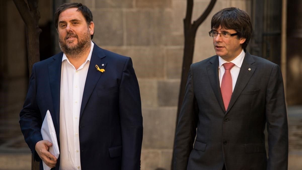 Oriol Junqueras y Carles Puigdemont, en una imagen de octubre del 2017 Oriol Junqueras y Carles Puigdemont, en una imagen de octubre del 2017