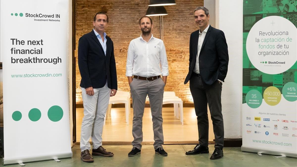 Javier Villacampa, Sergi Pallarès y Javier Tordable, directivos de StockCrowd Javier Villacampa, Sergi Pallarès y Javier Tordable, directivos de StockCrowd