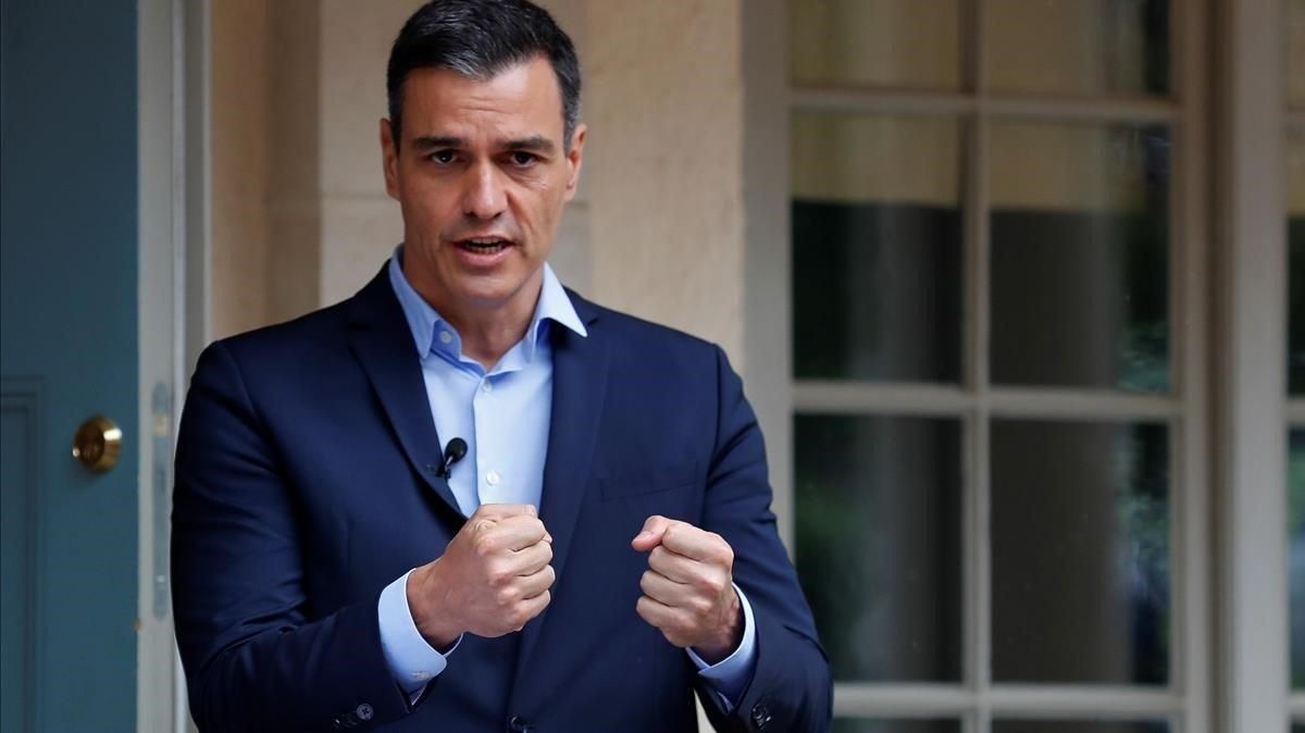 El presidente del Gobierno Pedro Sánchez durante su comparecencia conjunta con el primer ministro sueco Stefan Lofven El presidente del Gobierno Pedro Sánchez durante su comparecencia conjunta con el primer ministro sueco Stefan Lofven