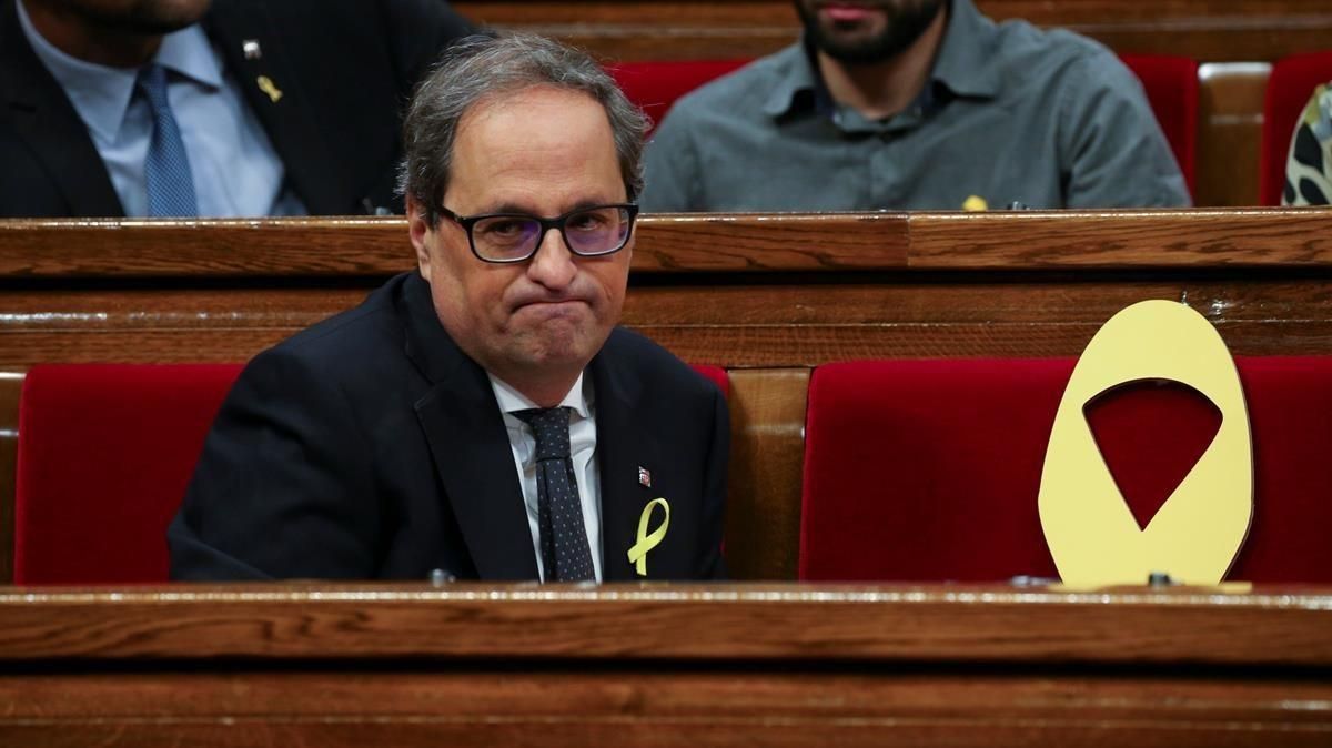Quim Torra al inicio de la sesión de investidura. Quim Torra al inicio de la sesión de investidura.