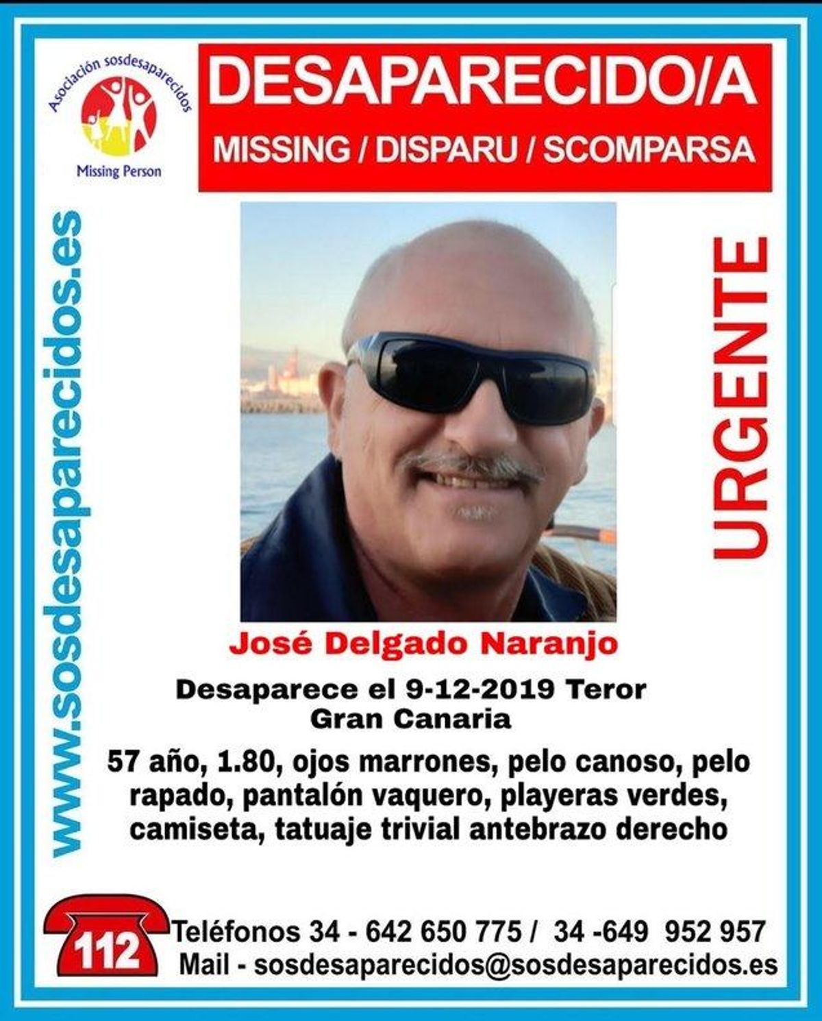 Imagen de José Delgado, desaparecido en Gran Canaria. Imagen de José Delgado, desaparecido en Gran Canaria.