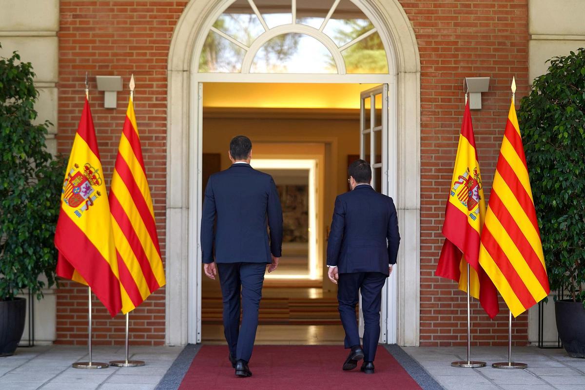 Pedro Sánchez y Pere Aragones, en la reunión que mantuvieron en julio en la Moncloa Pedro Sánchez y Pere Aragones, en la reunión que mantuvieron en julio en la Moncloa
