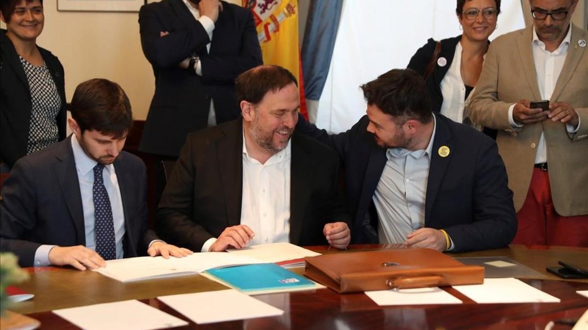 Oriol Junqueras y Gabriel Rufián señalan a ERC como la «izquierda de verdad» en Santa Coloma