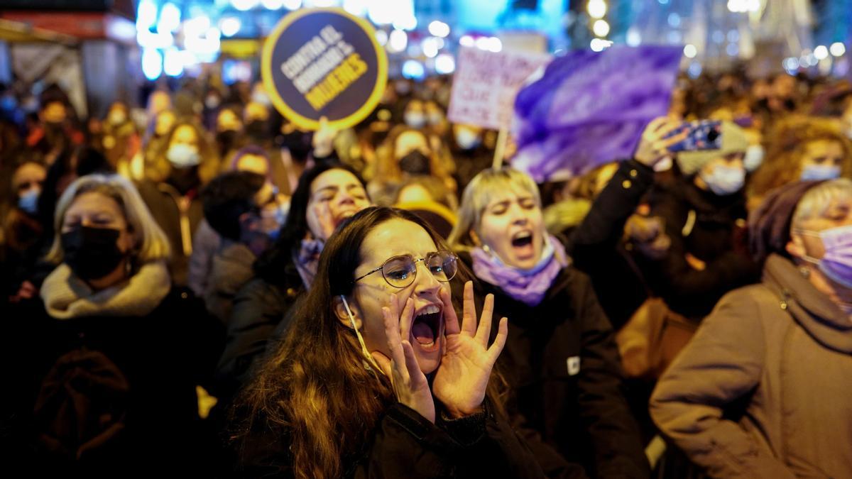 Manifestación contra la violencia de género, este jueves en Madrid. 