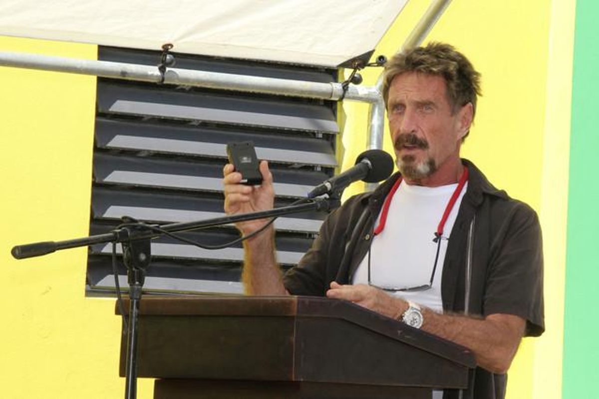 Imagen del pasado agosto de John McAfee, en Belice. Imagen del pasado agosto de John McAfee, en Belice.