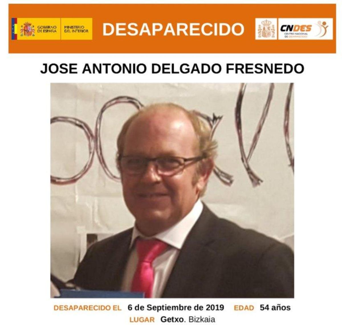 Cartel de búsqueda de José Antonio Delgado Fresnedo. Cartel de búsqueda de José Antonio Delgado Fresnedo.