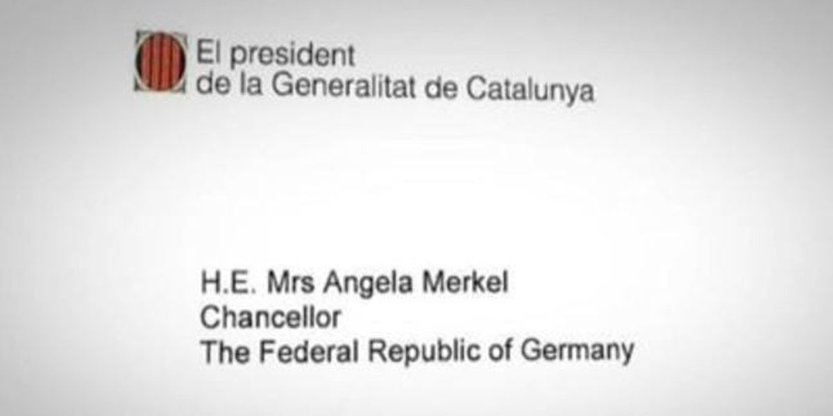 Una imagen del encabezamiento de la carta del ’president’ enviada a los líderes europeos, en este caso, la cancillera alemana, Angela Merkel. Una imagen del encabezamiento de la carta del ’president’ enviada a los líderes europeos, en este caso, la cancillera alemana, Angela Merkel.