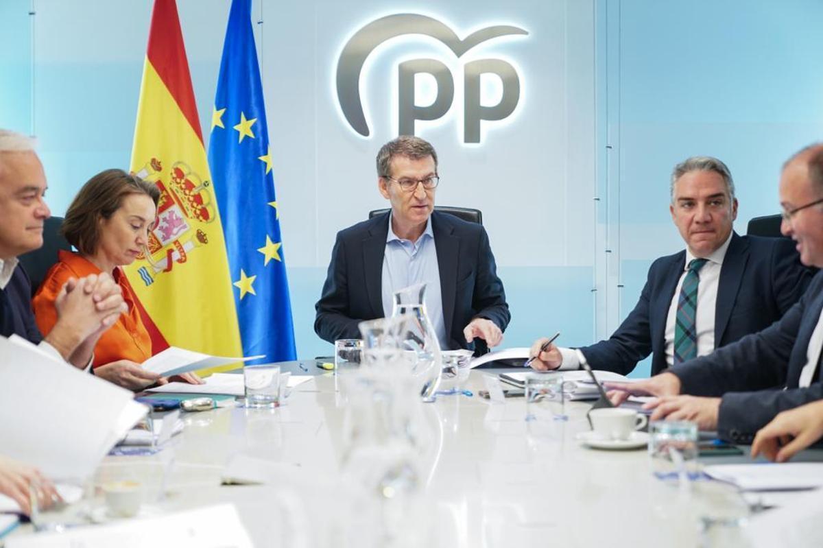 Feijóo preside el comité de dirección en Génova. Feijóo preside el comité de dirección en Génova.