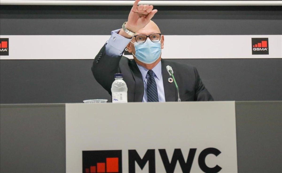 John Hoffman, durante la rueda de prensa en la que ha anunciado el aplazamiento del MWC del 2021. John Hoffman, durante la rueda de prensa en la que ha anunciado el aplazamiento del MWC del 2021.