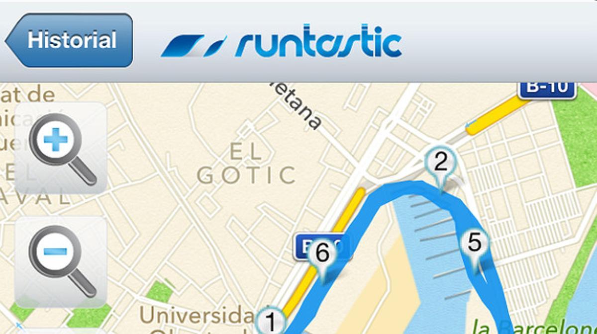 Interfaz de la app ’Runtastic PRO’.