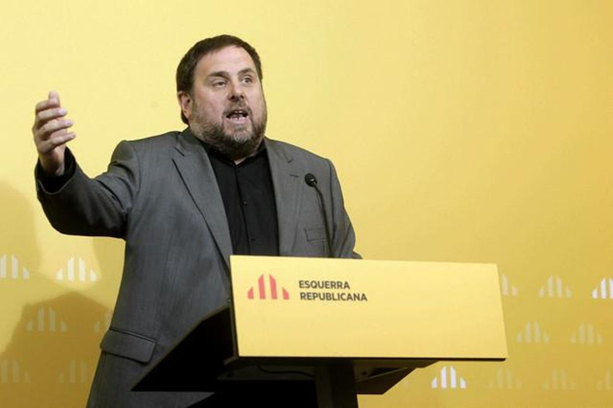 Oriol Junqueras, durante su intervención en el Consell Nacional de ERC. Oriol Junqueras, durante su intervención en el Consell Nacional de ERC.