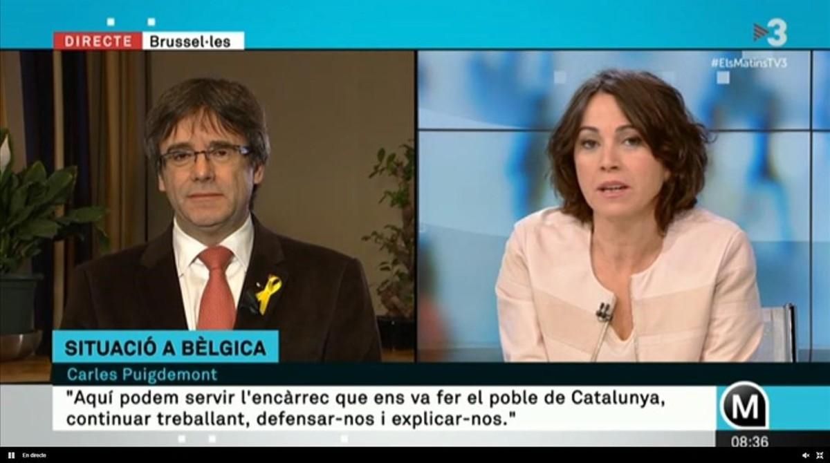 Carles Puigdemont entrevistado en ’Els matins de TV-3’. Carles Puigdemont entrevistado en ’Els matins de TV-3’.