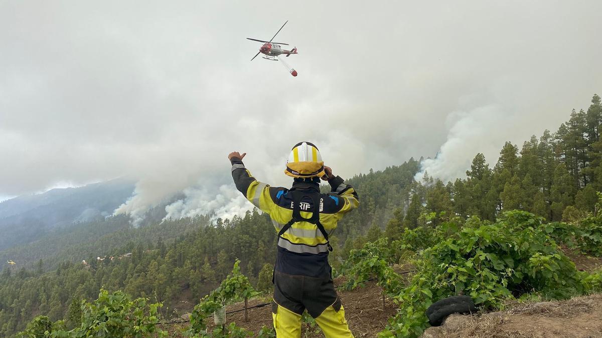 El incendio de La Palma sigue activo en tres frentes y preocupa el de la Caldera