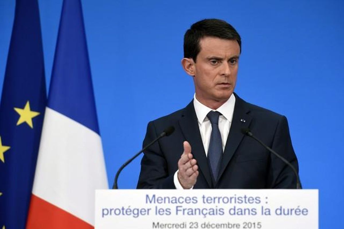 El primer ministro galo, Manuel Valls, durante una rueda de prensa en el palacio del Elíseo de París. El primer ministro galo, Manuel Valls, durante una rueda de prensa en el palacio del Elíseo de París.