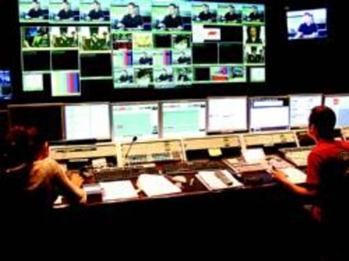 Imagen de la sala de control de realización de la sede del grupo catalán Mediapro en Barcelona. Imagen de la sala de control de realización de la sede del grupo catalán Mediapro en Barcelona.