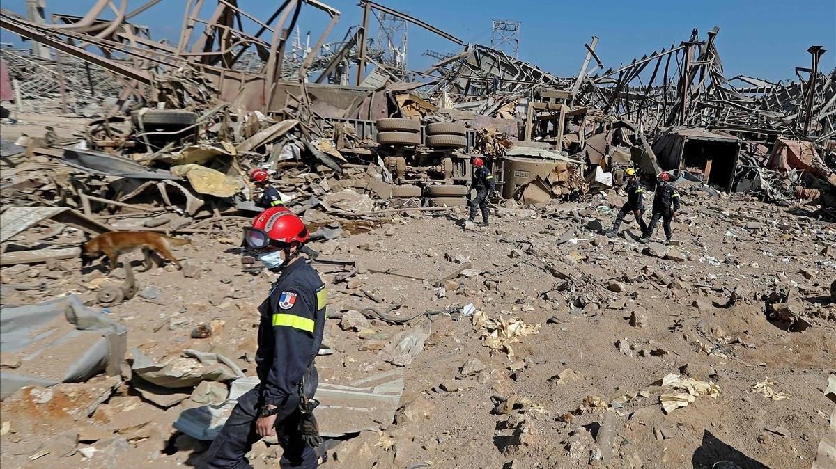 Un de las zonas devastadas por las explosiones del pasado martes en Beirut. Un de las zonas devastadas por las explosiones del pasado martes en Beirut.