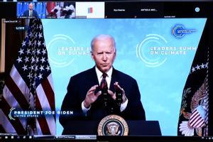 El presidente de EEUU, Joe Biden, en una cumbre por teleconferencia sobre el Clima el pasado jueves.