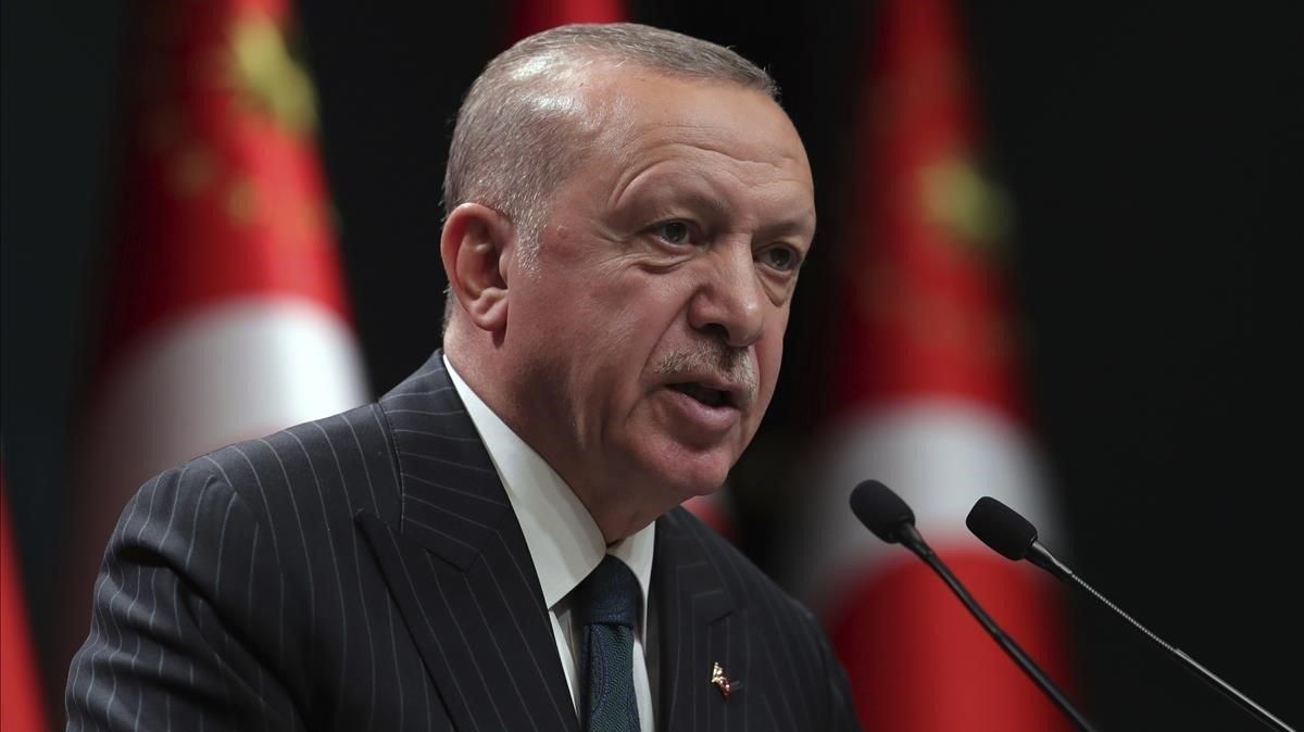 El presidente turco, Recep Tayyip Erdogan, durante una intervención televisada el pasado lunes. El presidente turco, Recep Tayyip Erdogan, durante una intervención televisada el pasado lunes.