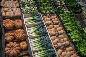 Una parada de frutas, vegetales y hortalizas en Mercabarna.