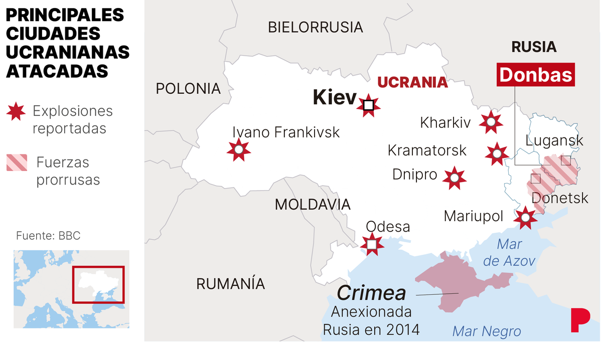 Mapa de Ucrania y Rusia: estas son las fronteras y las zonas rojas del conflicto