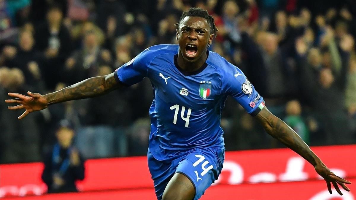 Moise Kean, con el azul de Italia, oscurecerá la camiseta con el Everton. Moise Kean, con el azul de Italia, oscurecerá la camiseta con el Everton.