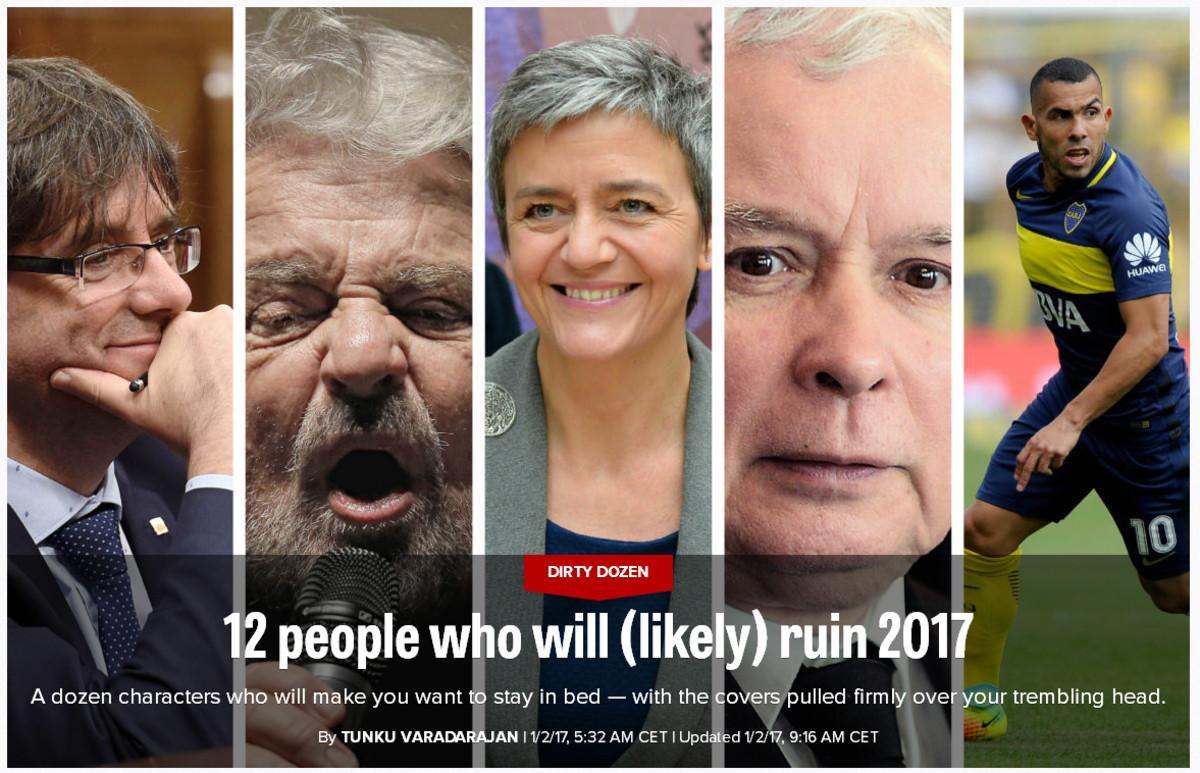 Imagen que ilustra el artículo de ’Politico’ sobre las 12 personas que (probablemente) arruinarán el 2017.