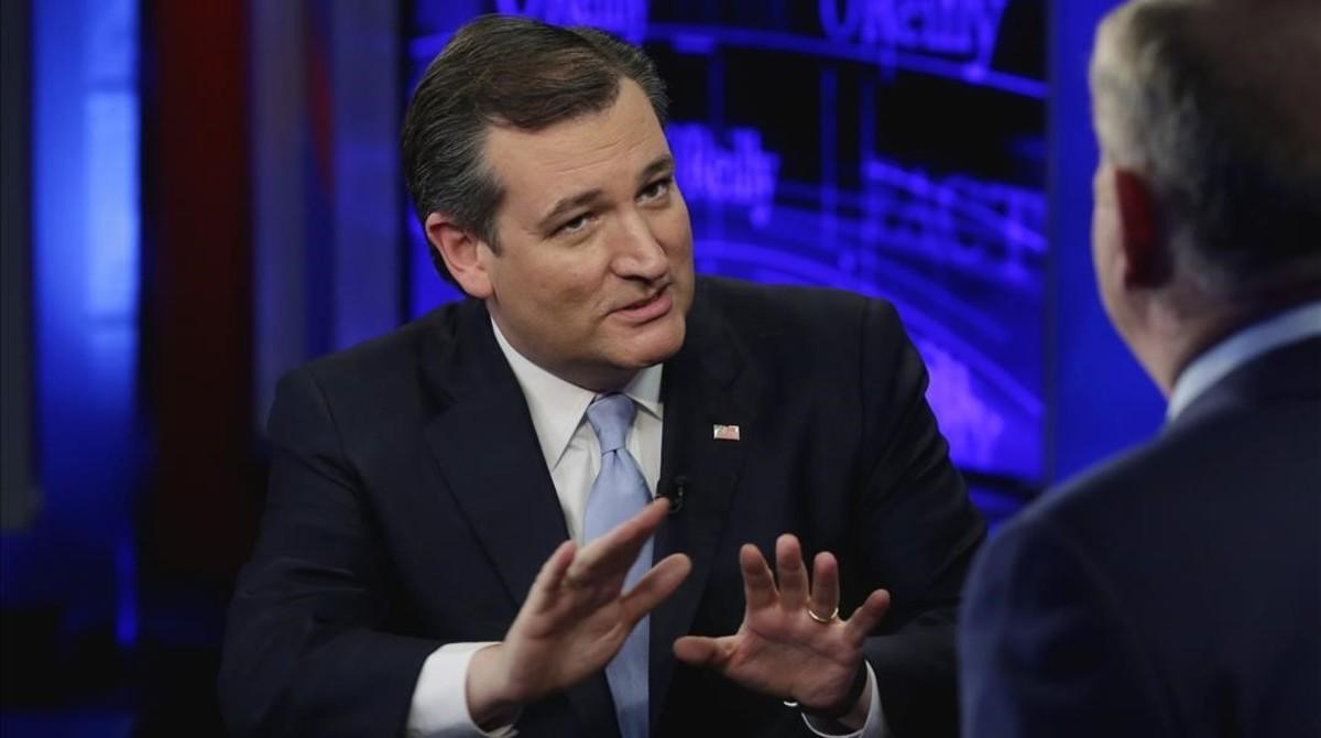 El senador Ted Cruz, entrevistado en un programa de la cadena Fox, en Nueva York, este lunes.