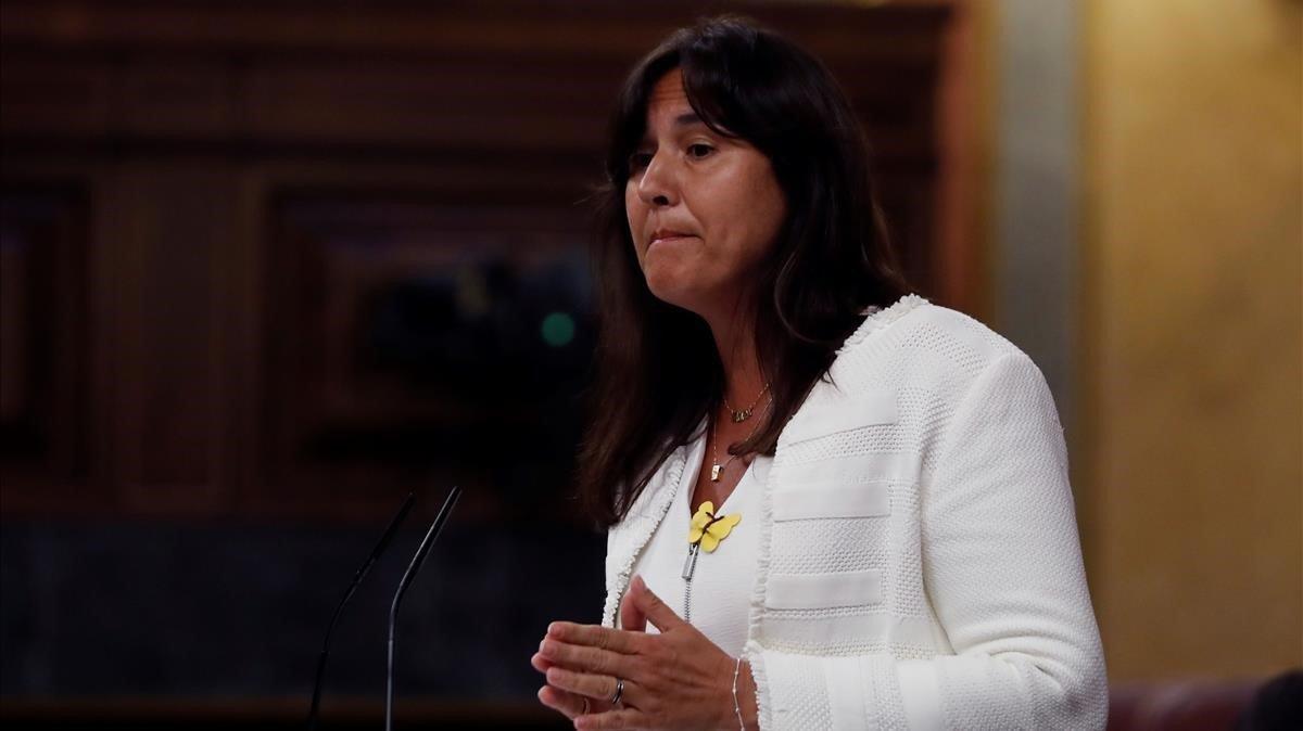 Laura Borràs, diputada de Junts per Catalunya, esta mañana en el Congreso.