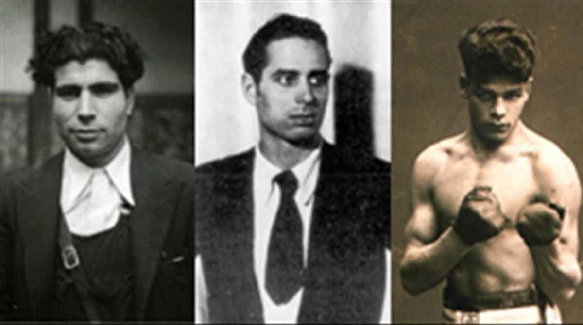 De izquierda a derecha, el líder de la CNT Mariano Rodríguez Vázquez, el cartelista Helios Gómez, y el boxeador Johan Trollmann. De izquierda a derecha, el líder de la CNT Mariano Rodríguez Vázquez, el cartelista Helios Gómez, y el boxeador Johan Trollmann.