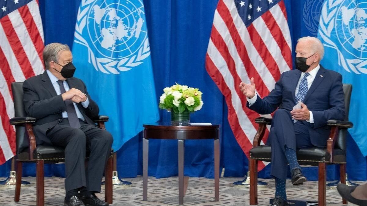 El secretario general de la ONU, António Guterres, y el presidente de EEUU, Joe Biden, en la sede del organismo en Nueva York. El secretario general de la ONU, António Guterres, y el presidente de EEUU, Joe Biden, en la sede del organismo en Nueva York.