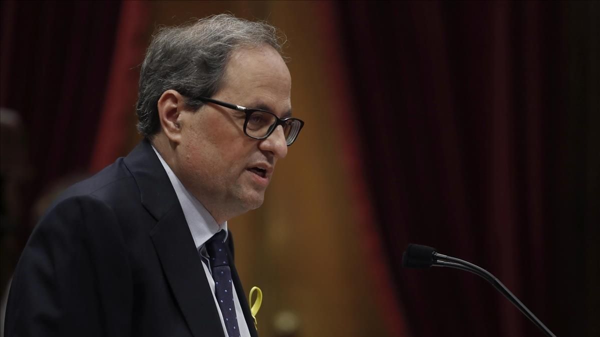 Quim Torra, durante el debate de investidura en el Parlament Quim Torra, durante el debate de investidura en el Parlament