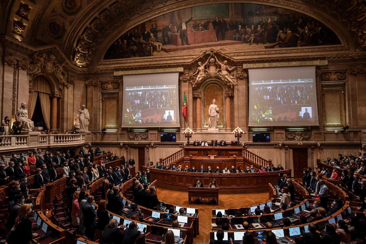 Vista general del Parlamento portugués en la sesión de este miércoles en Lisboa.