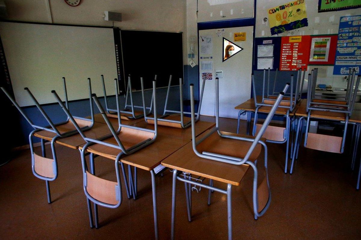 Un aula vacía en una escuela de Barcelona. Un aula vacía en una escuela de Barcelona.